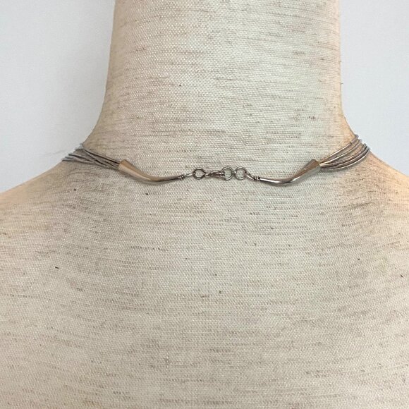 VTG Liquid Sterling Silver 925 Southwest Woven Beaded Heishi Turquoise Necklace - Picture 5 of 16
